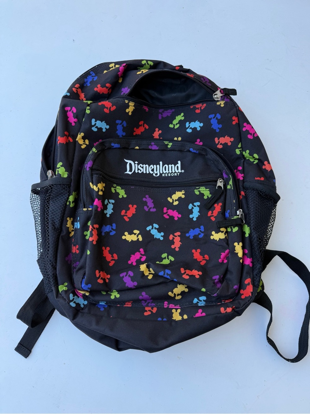 Disneyland Resort Black Backpack with Multicolor Mickey Silhouettes